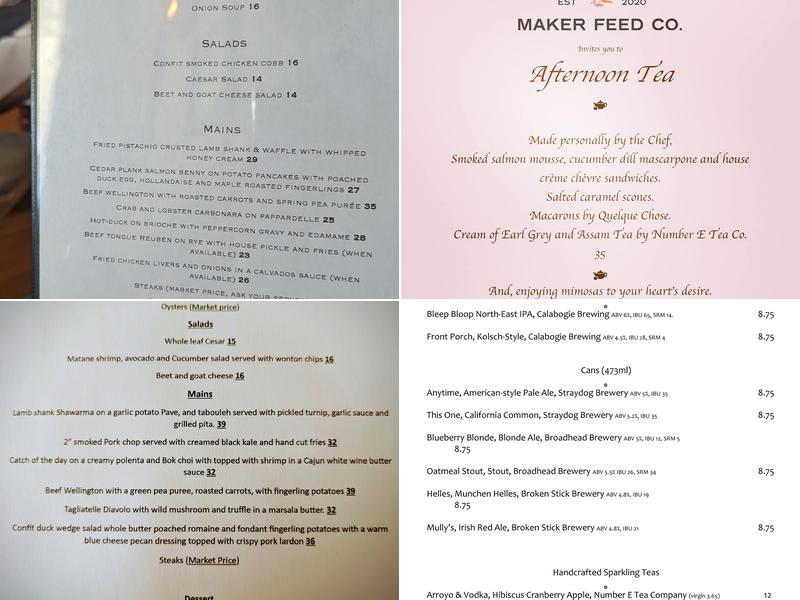 Maker Feed Co. Menu