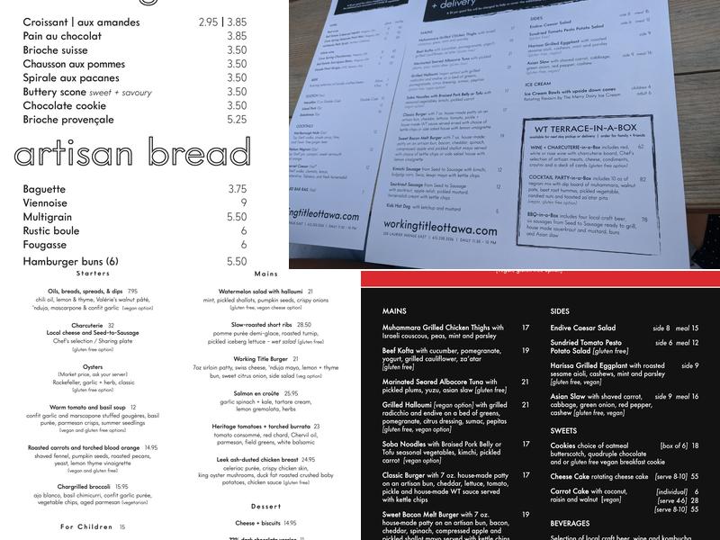 Working Title Kitchen Menu