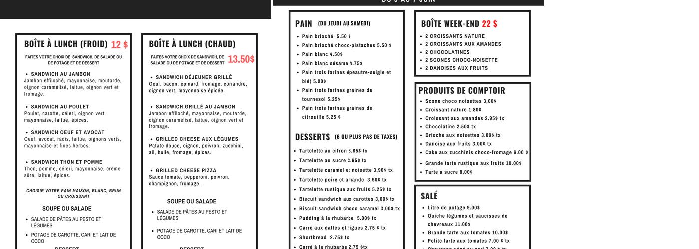 Le Comptoir Gourmand / Pâtisserie, café & comptoir-lunch Menu