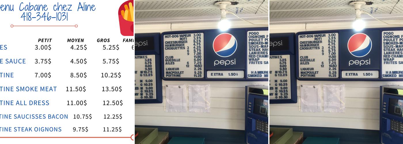 Cabane Chez Aline Menu