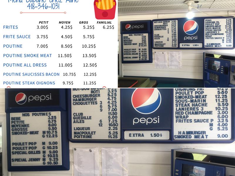 Cabane Chez Aline Menu