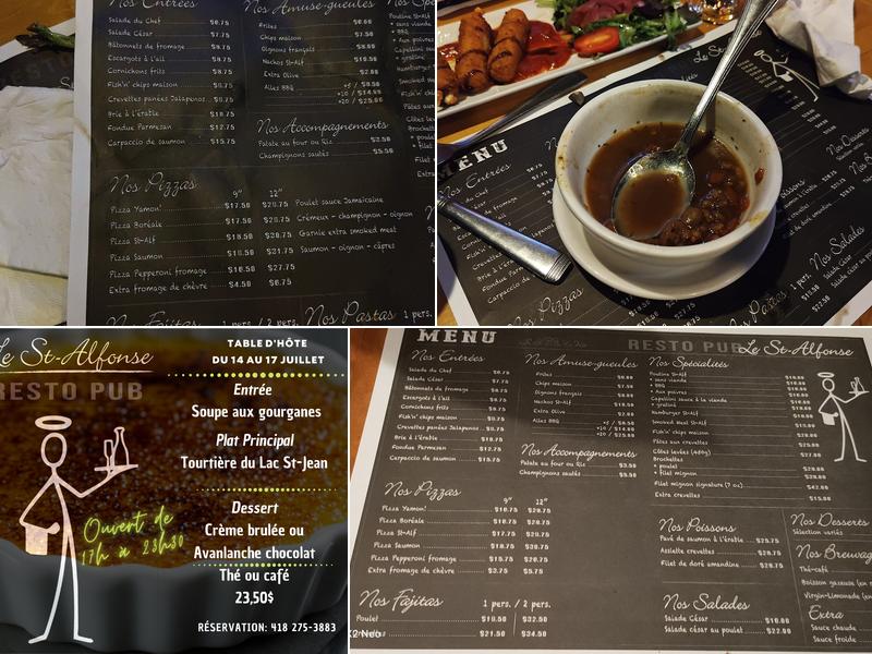 Le St-Alfonse Resto-Pub Menu