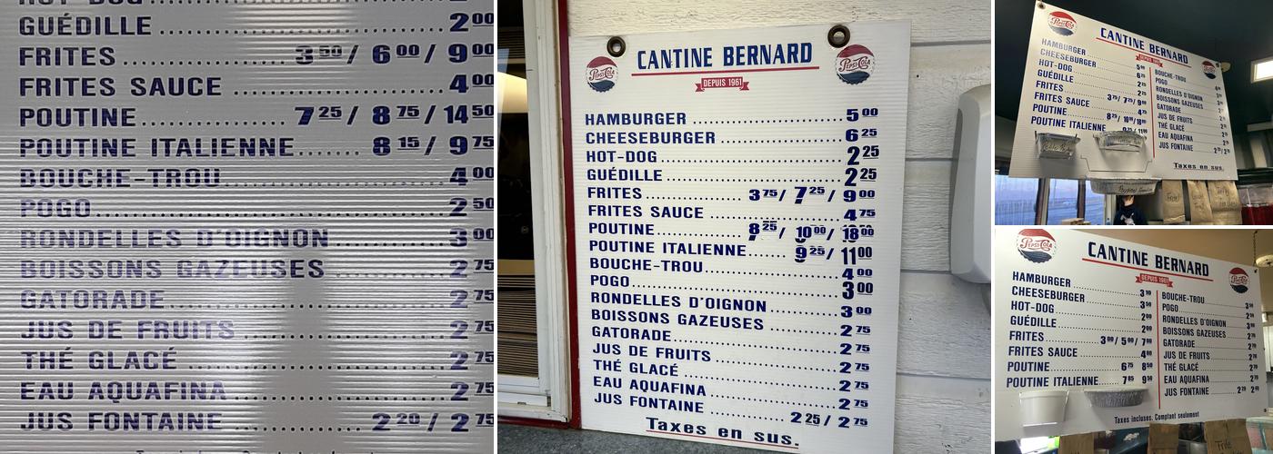 Cantine Bernard Menu