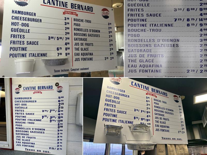 Cantine Bernard Menu