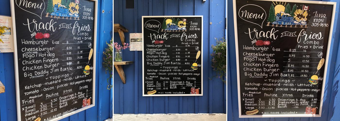Trackside Fries Menu