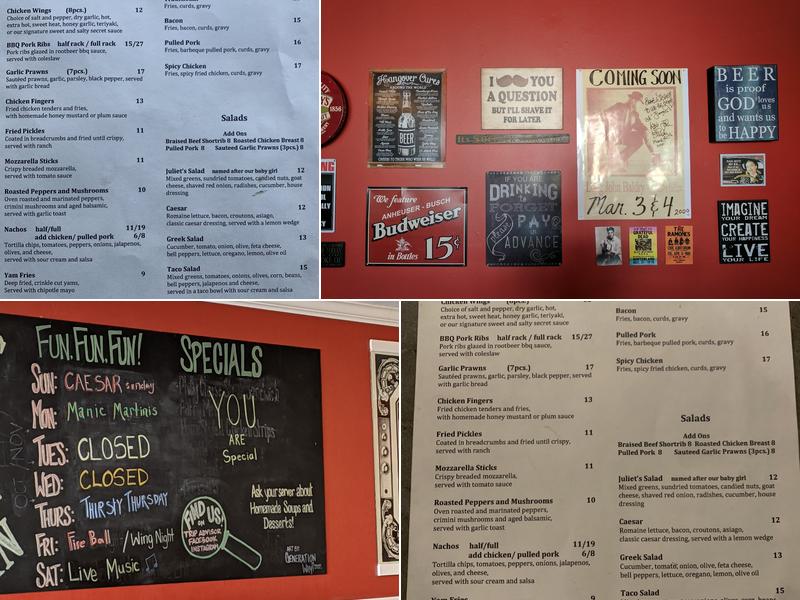 Blackbird Tavern Menu