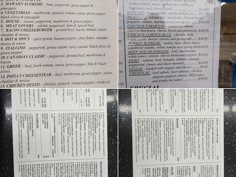 Boboys Pizza and Donair Menu