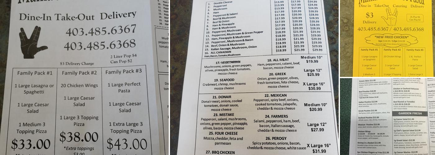 Mama's Pizza Vulcan Menu
