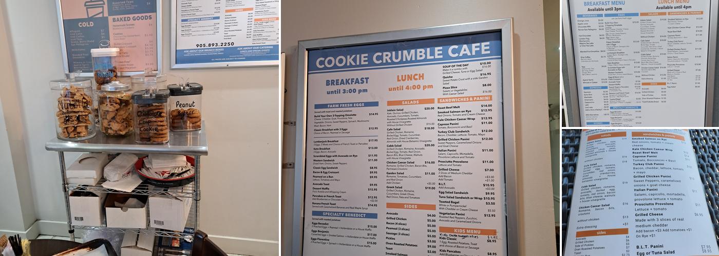 Kleinburg Cookie Crumble Cafe Menu