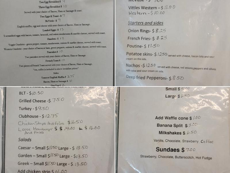 Vittles cafe Menu