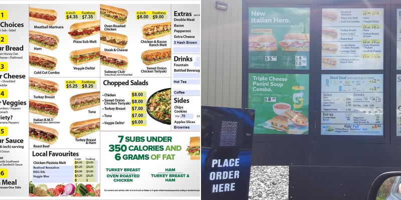 Subway Menu