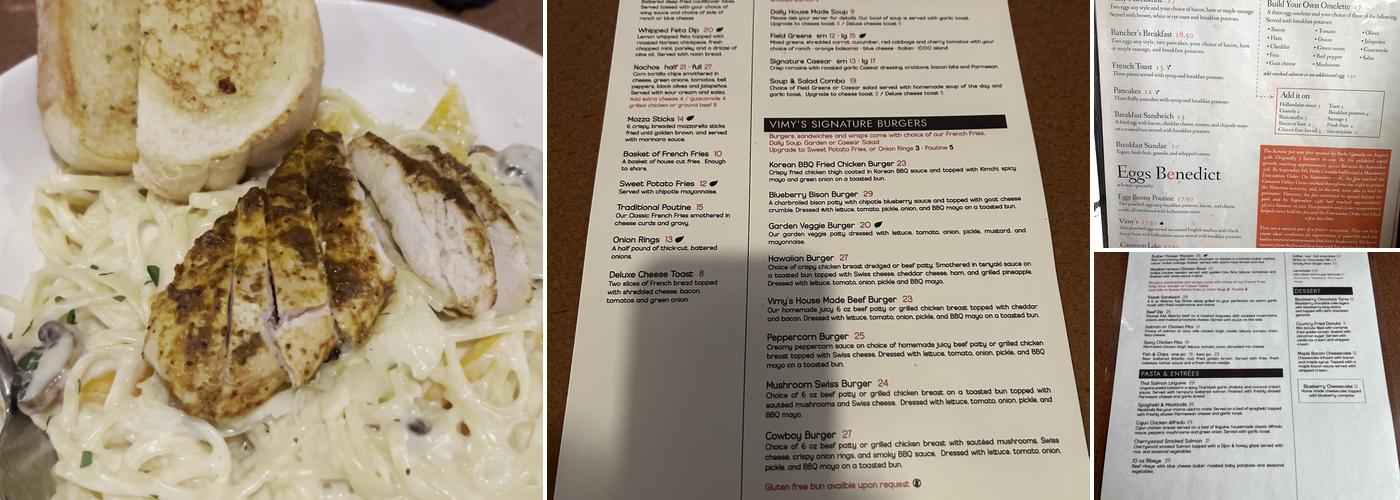 Vimy's Lounge and Grill Menu