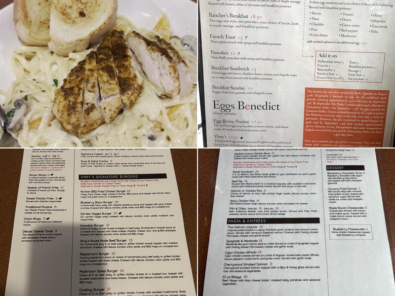 Vimy's Lounge and Grill Menu