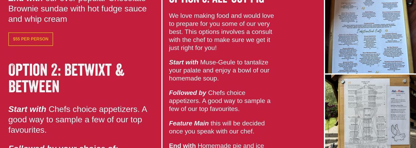 Truffle Pigs Bistro & Lodge Menu