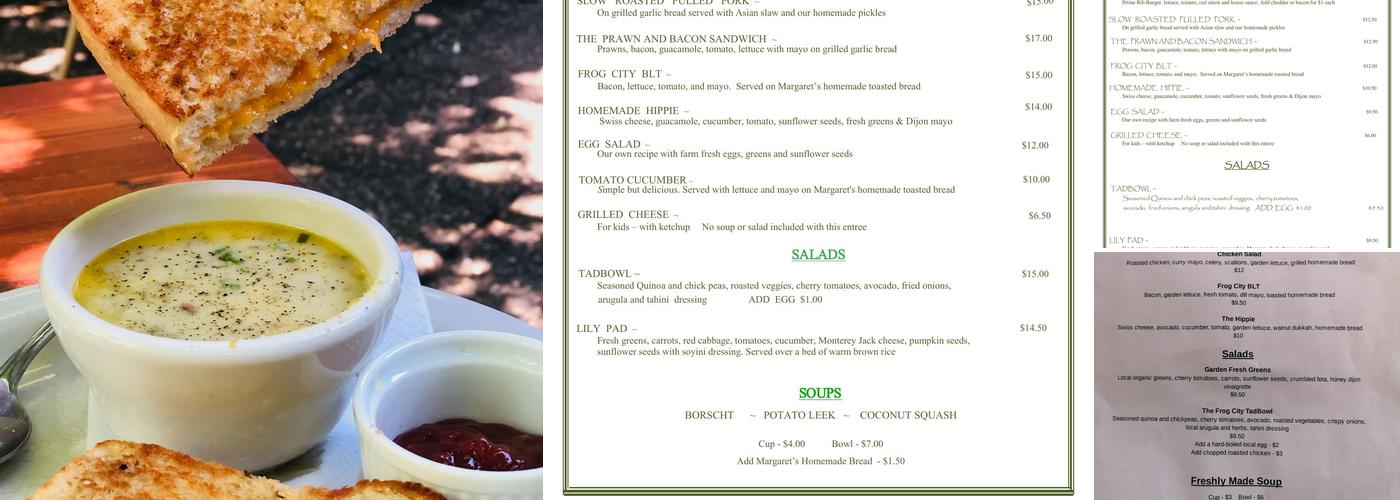 Linden Gardens and the Frog City Café Menu