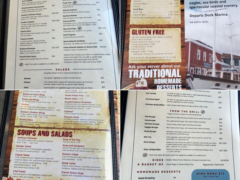 Dock Marina Restaurant & Gallery Menu