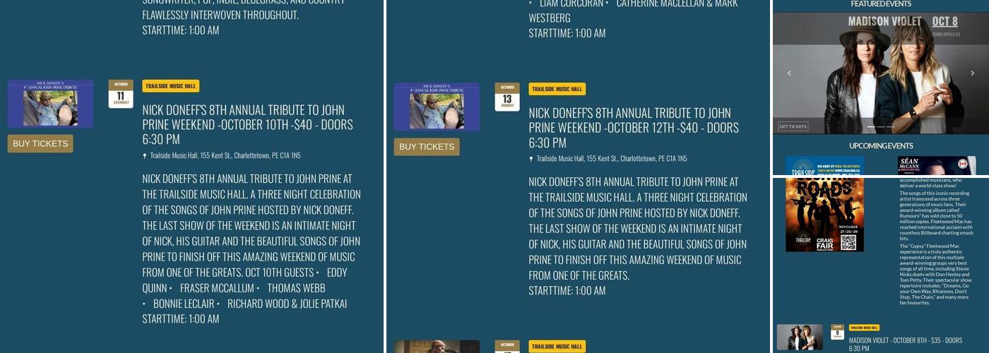 Trailside Music Hall Menu