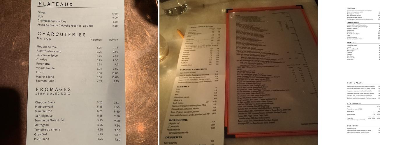 La Buvette Chez Simone Menu