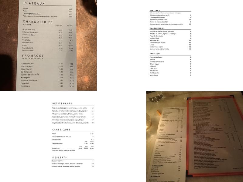 La Buvette Chez Simone Menu