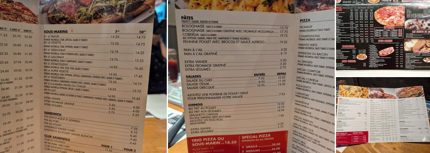Cordélia Pizzeria.ca Menu