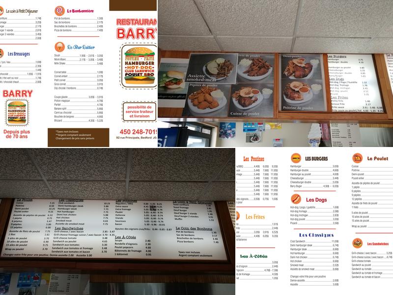 Restaurant Barry Menu