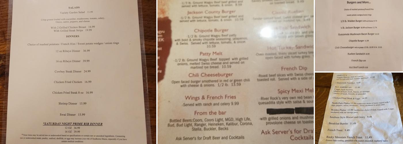 River Rock Cafe Menu