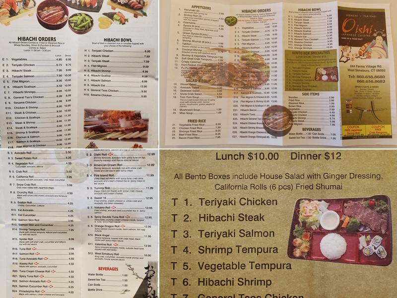 Oishi Japanese Cuisine Menu