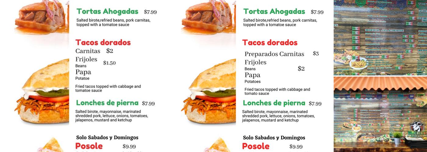 El Chivo Jaliciense Taqueria y Birrieria Menu