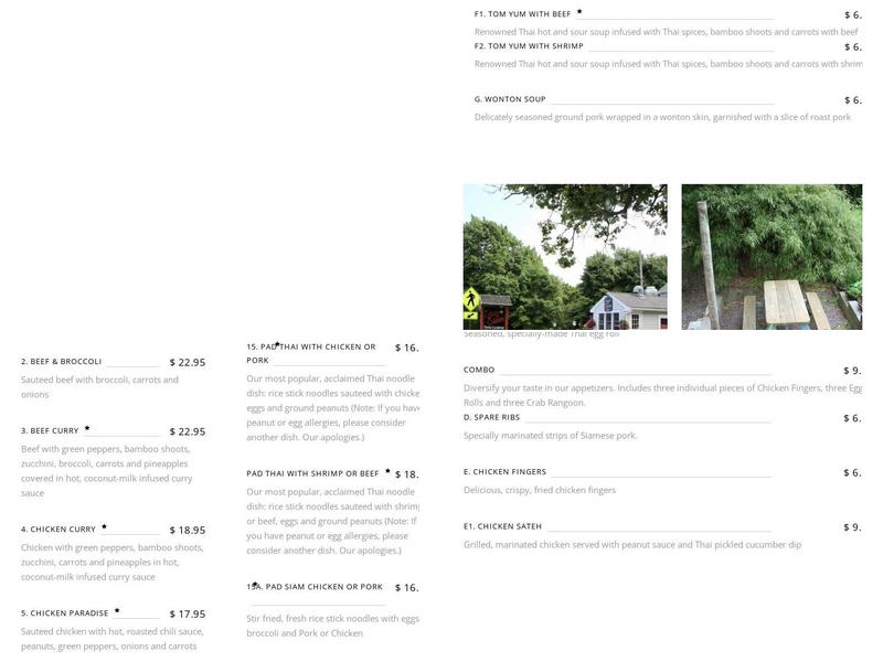Star of Siam Menu