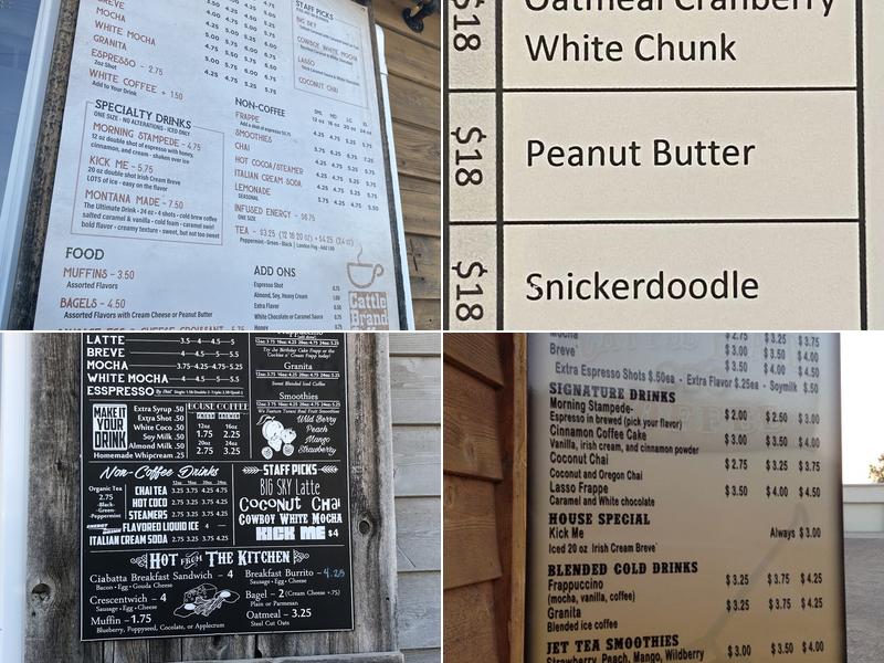 Cattle Brand Coffee Menu