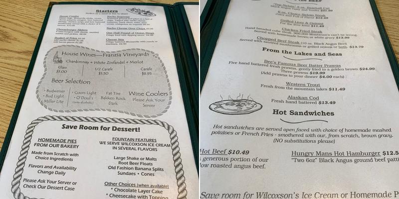 Busy Bee Cafe Menu