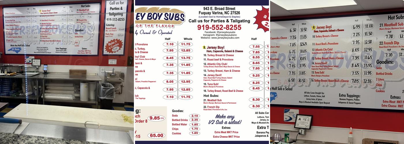 Jersey Boy Subs Menu