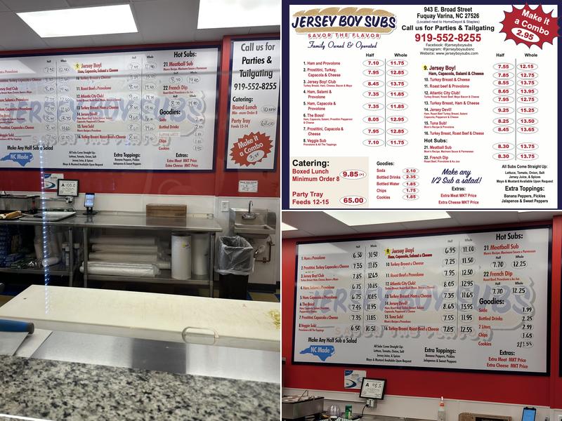 Jersey Boy Subs Menu