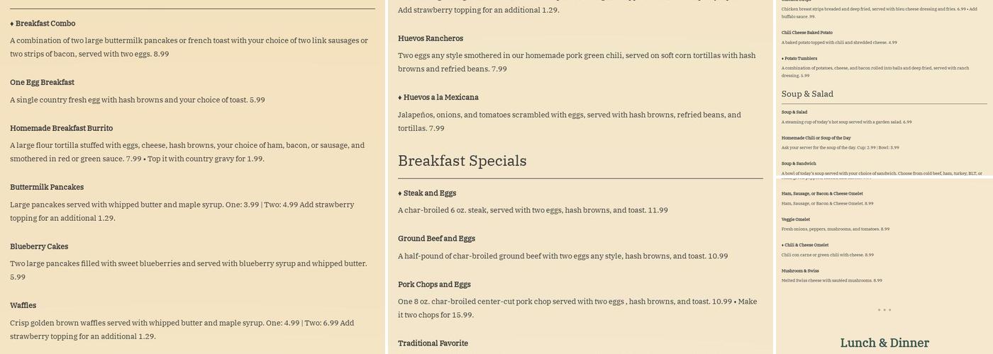 West Winds Restaurant Menu