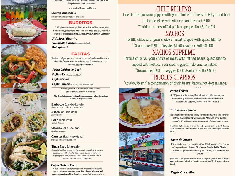 Lily's Little Mexico Menu