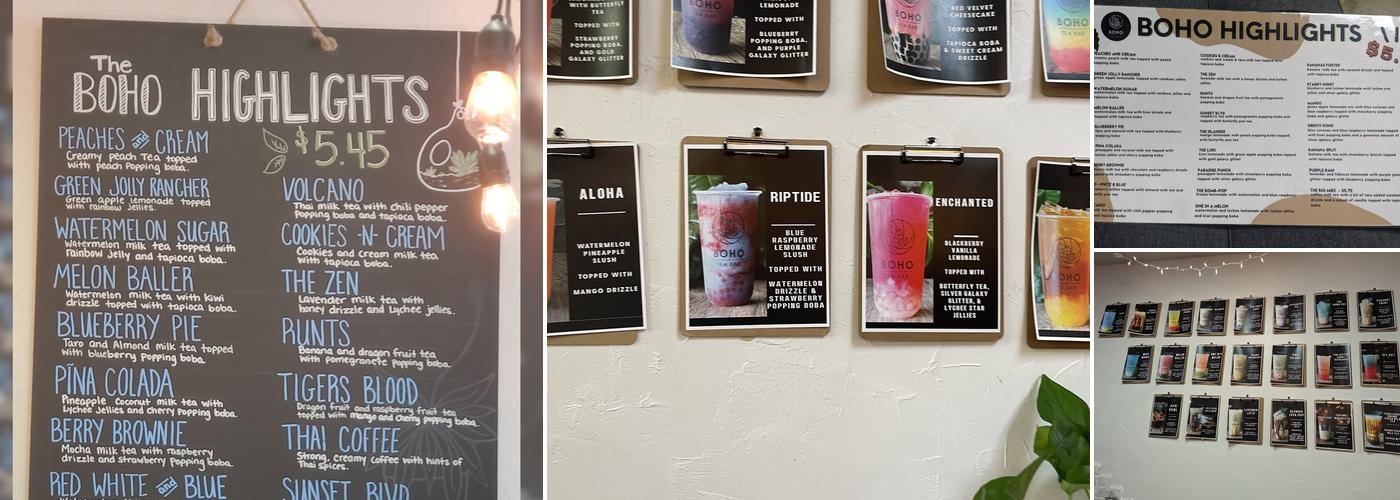 Boho Tea Bar - Alabaster Menu