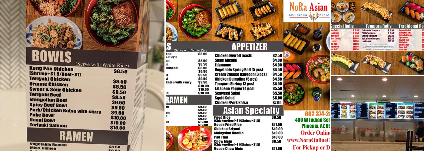 Nora Asian Fresh Menu