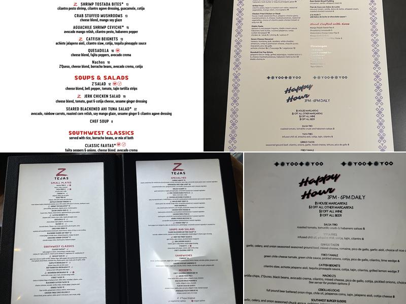 Z'Tejas Menu