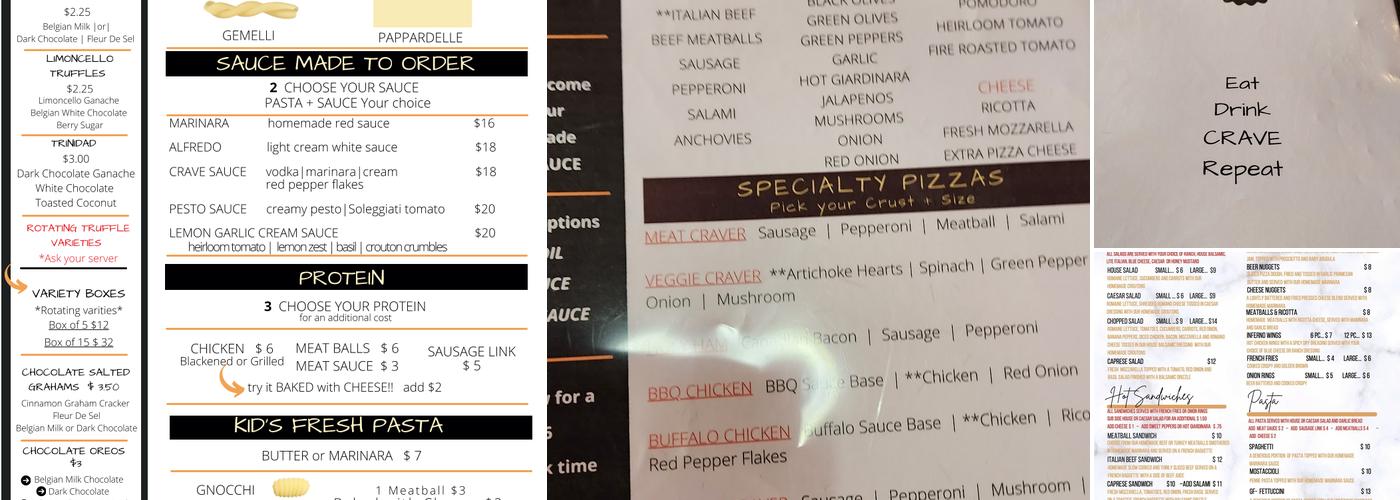 Crave Pizza Menu