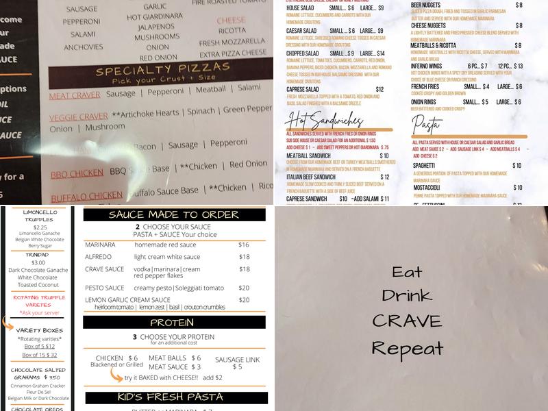 Crave Pizza Menu