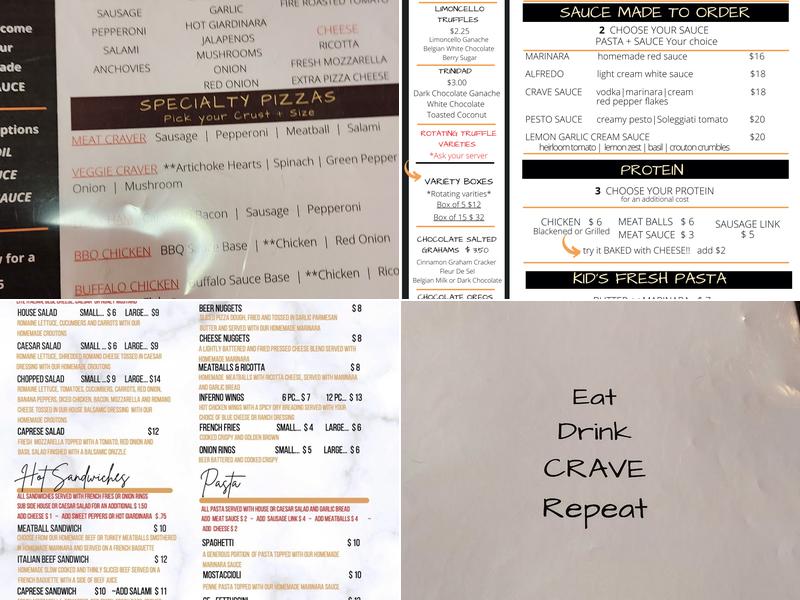 Crave Pizza Menu