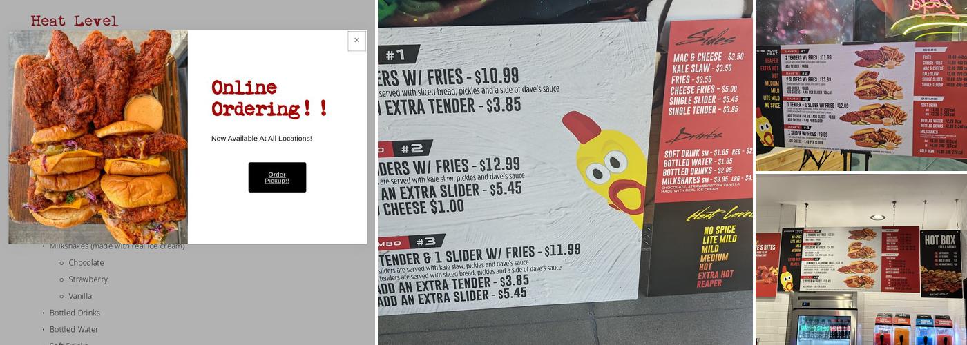 Dave's Hot Chicken Menu