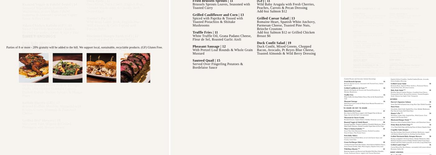 Fox and Farrow Menu