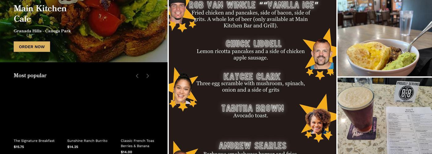 Main Kitchen Cafe Menu