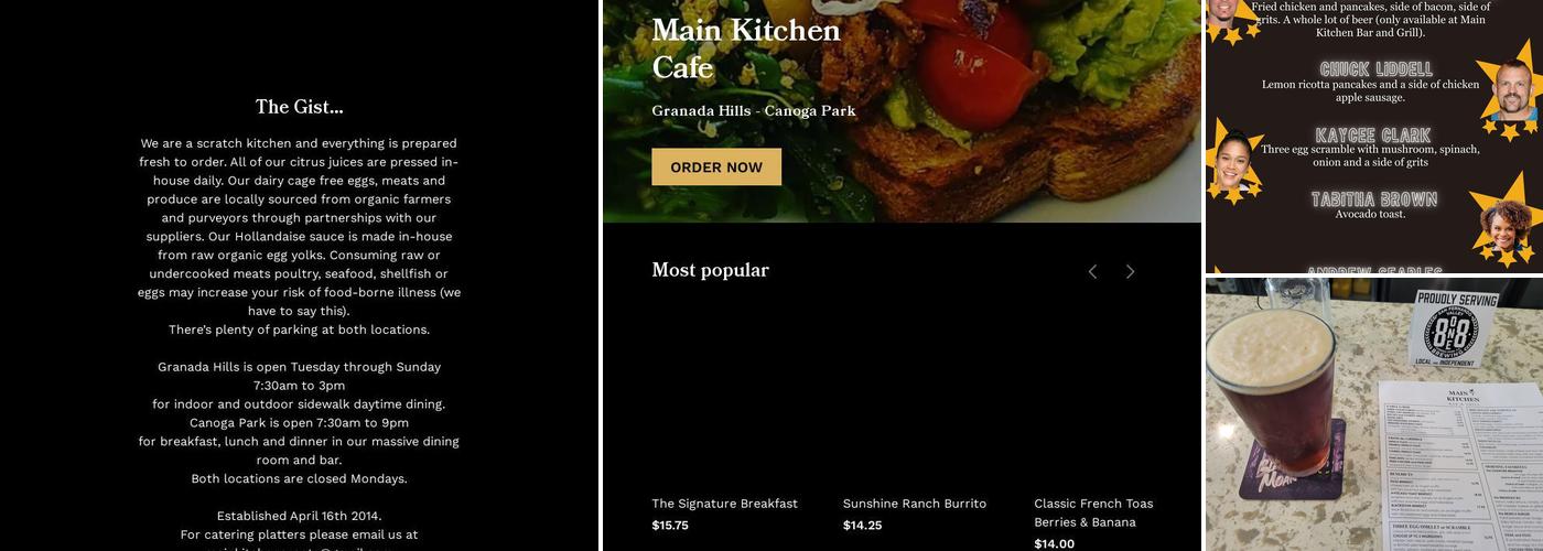Main Kitchen Cafe Menu