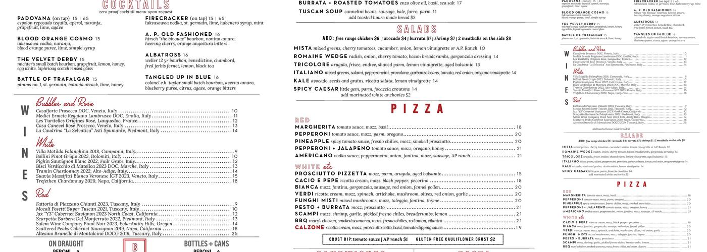 Annesso Pizzeria Menu