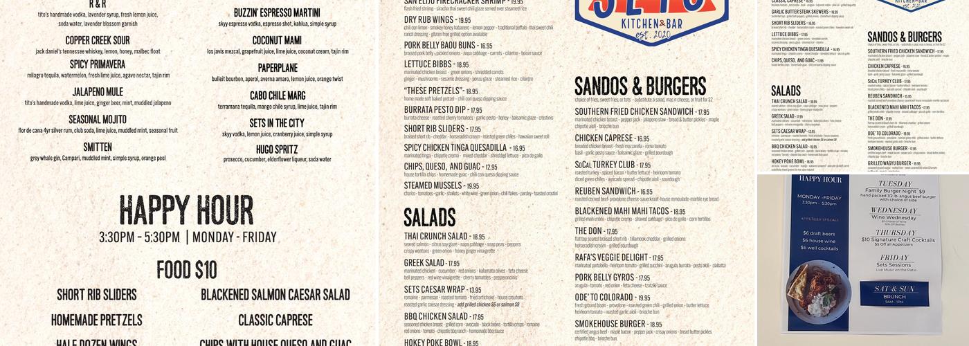 SETS Kitchen & Bar Menu