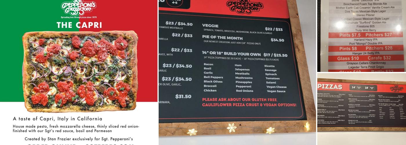 Sgt. Pepperoni's Pizza Menu