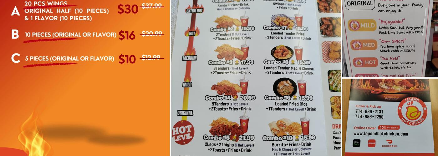Legend Hot Chicken Stanton Menu
