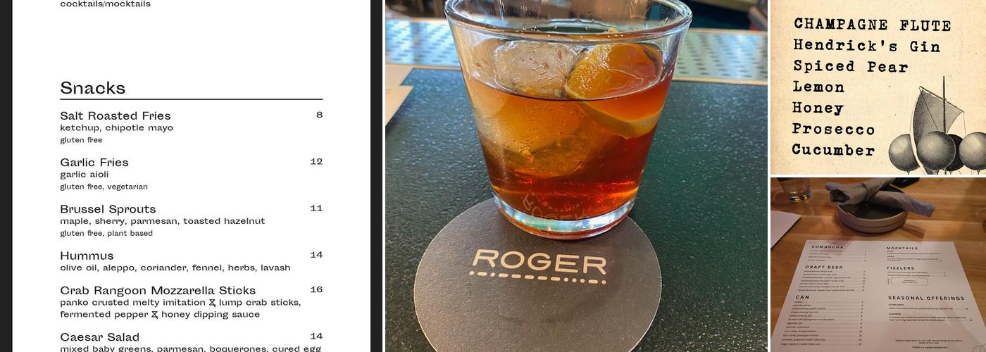 Roger Bar and Restaurant Menu